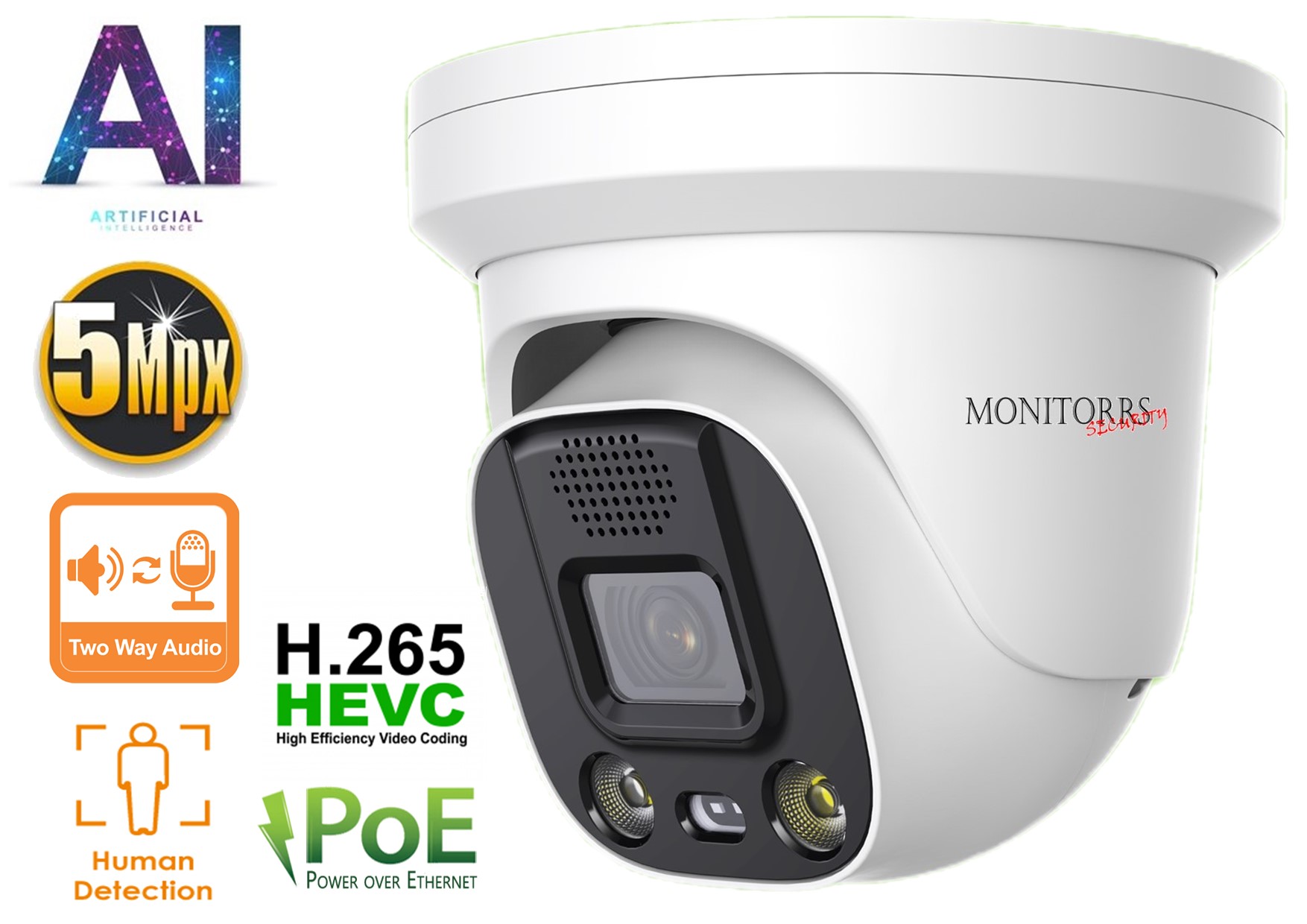 Monitorrs Security AI Aktív IP kamerový set 5 Mpix WDome (6077K8+)