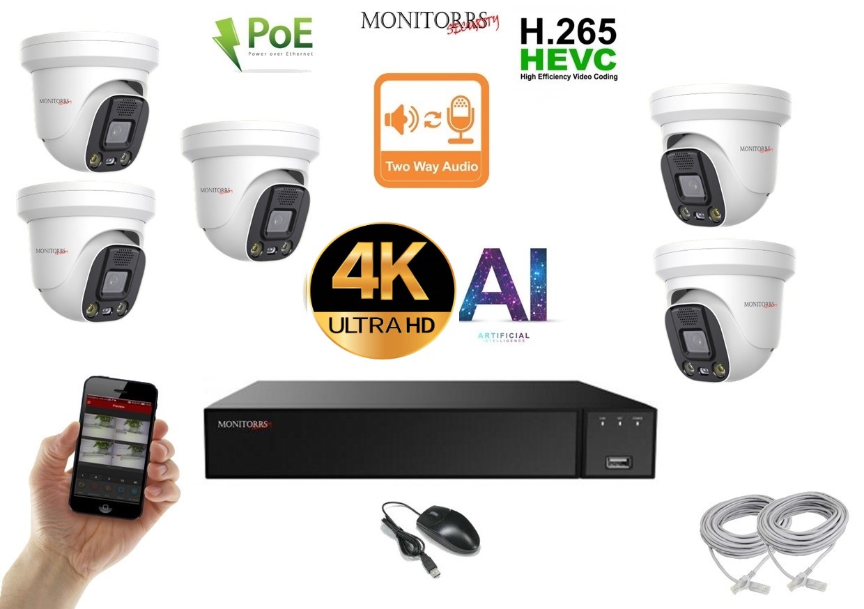 Monitorrs Security AI Aktív IP 5 kamerový set 8 Mpix WDome (6077K5)