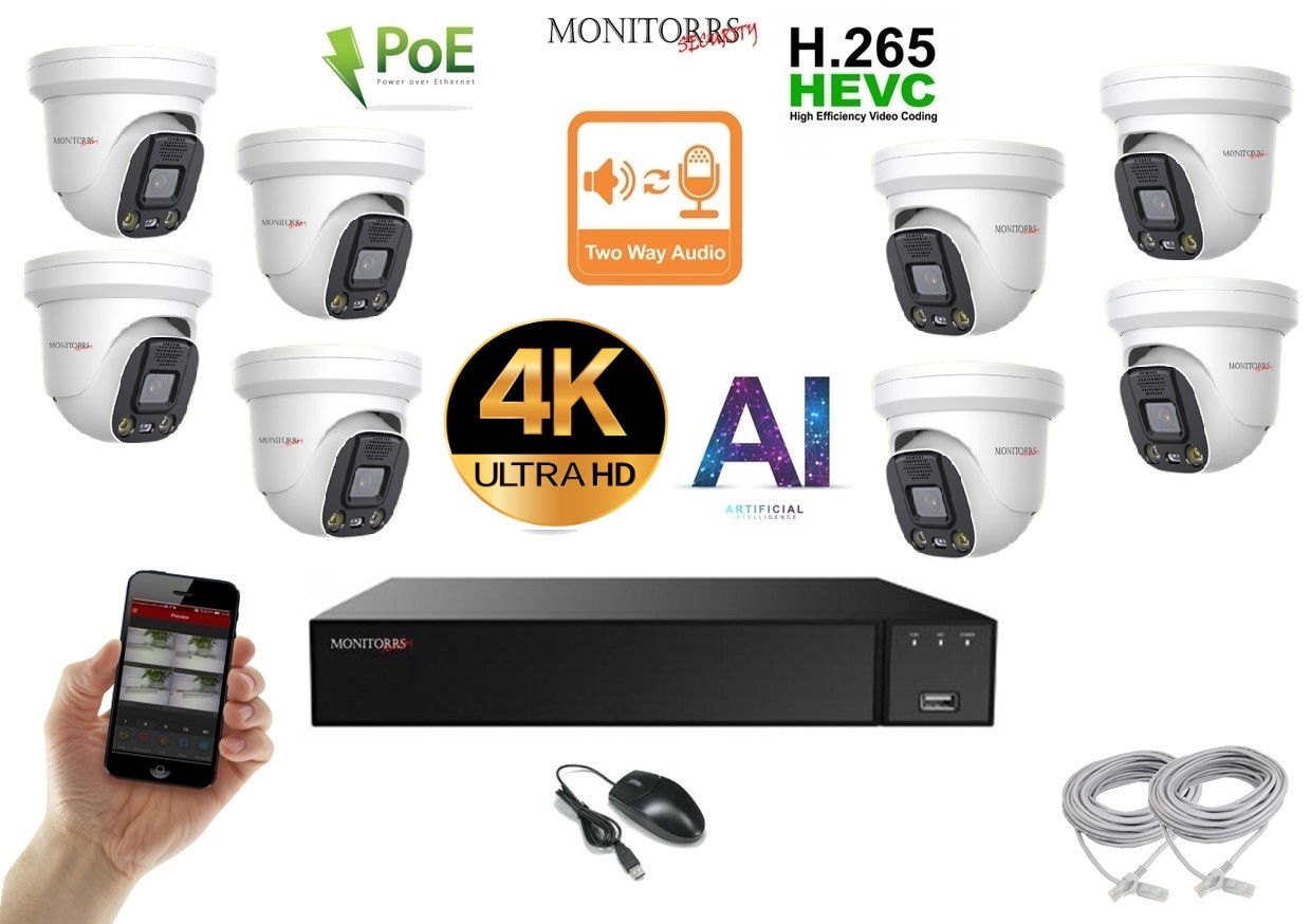 Monitorrs Security AI Aktív IP 8 kamerový set 8 Mpix WDome (6077K8)