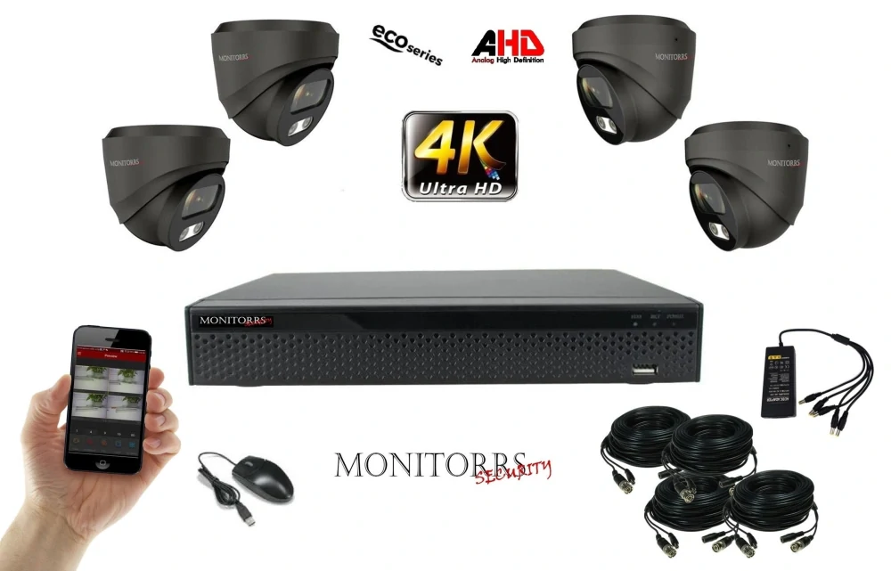 Monitorrs Security 4K AHD 4 kamerový set 8 Mpix Eco GDome (6038K4)