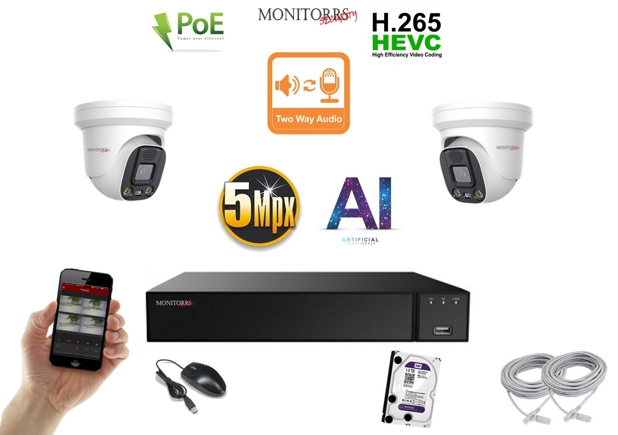 Monitorrs Security AI Aktív IP 2 kamerový set 8 Mpix WDome (6077K2)