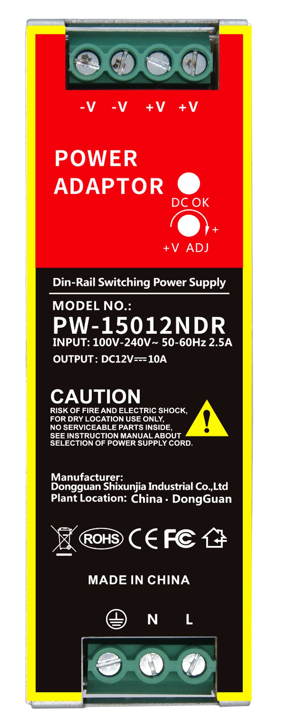 MS15012NDR Priemyselný zdroj 12V 10A 120W na DIN