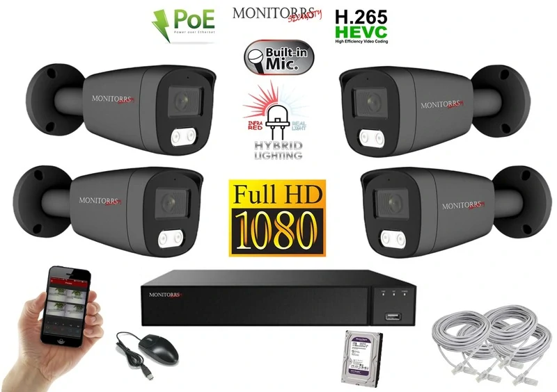 Monitorrs Security Hybrid Light IP 4 kamerový set 2 Mpix GTube (6214K4)