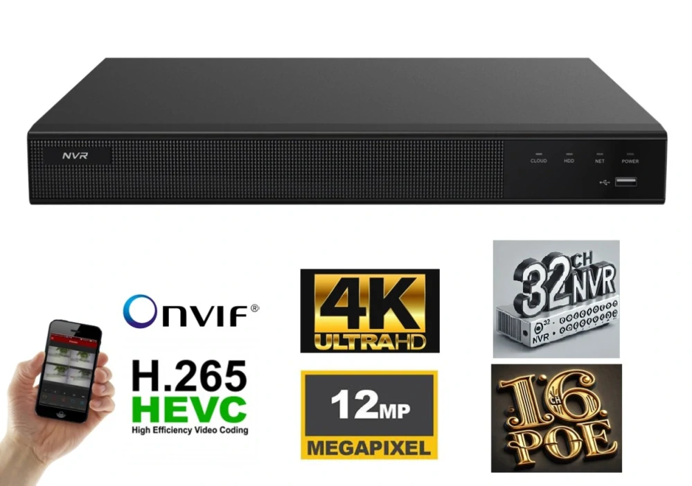 Monitorrs Security 32 kanálové IP záznamové zariadenie 16 x PoE (6117)