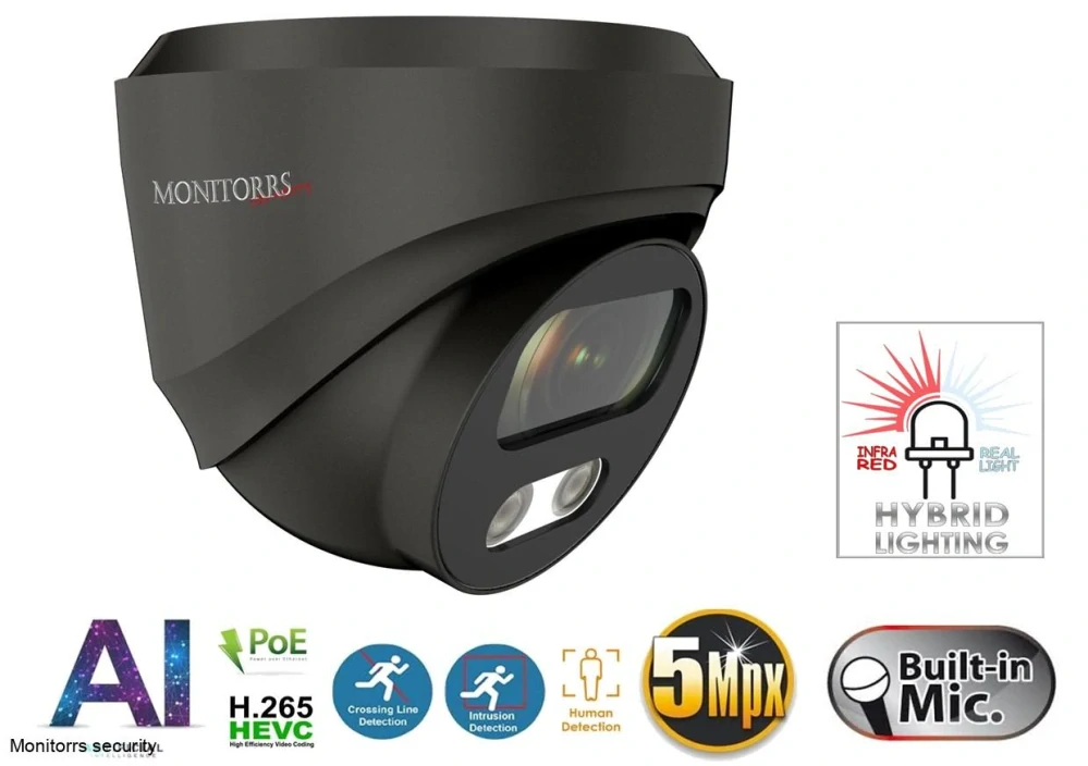 Monitorrs Security AI hybrid light IP kamerový set 5 Mpix GDome (6142K8+)