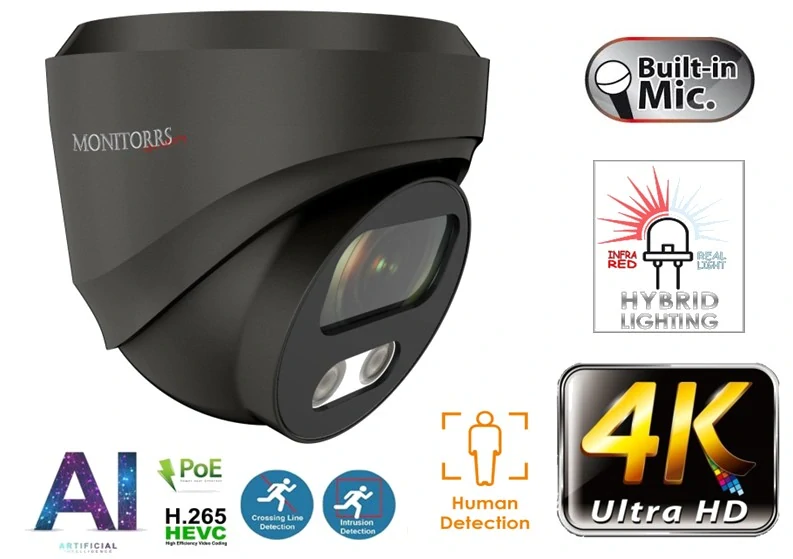 Monitorrs Security AI Hybrid Light IP 3 kamerový set 8 Mpix GDome (6482K3)