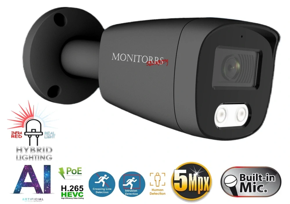 MS AI hybrid light IP kamerový set so switchom 5 Mpix GTube (6144K8+B)