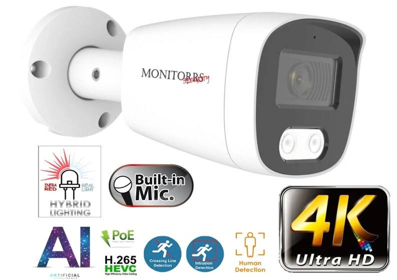 MS AI hybrid light IP kamerový set so switchom 8 Mpix WTube (6484K8+B)