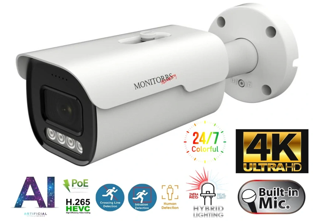 MS AI hybrid Light Park IP kamerový set so switchom 8 Mpix (6070K8+B)