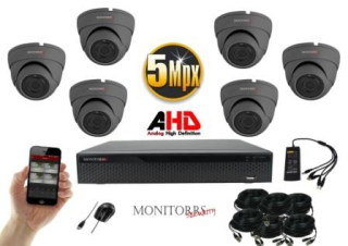 Monitorrs Security  AHD 6 kamerový set 5 MPix GDome  (6044K6)
