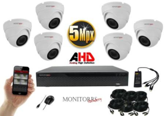 Monitorrs Security AHD 6 kamerový set 5 MPix WDome  (6043K6)