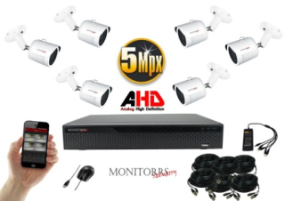 Monitorrs Security  AHD 6 kamerový set 5 MPix WTube (6041K6)