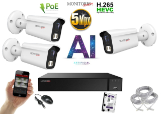 Monitorrs Security AI IP 3 kamerový set 5 Mpix WTube (6372K3)