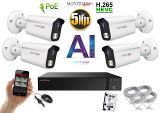Monitorrs Security AI IP 4 kamerový set 5 Mpix WTube (6372K4)