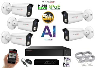 MS AI IP 5 kamerový set so switchom 5 Mpix WTube (6372K5B)