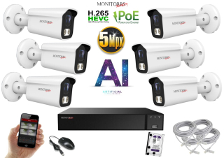 Monitorrs Security AI IP 6 kamerový set 5 Mpix WTube (6372K6)