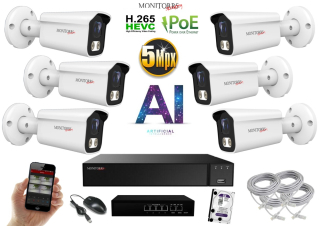 MS AI IP 6 kamerový set so switchom 5 Mpix WTube (6372K6B)