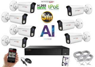 Monitorrs Security AI IP 7 kamerový set 5 Mpix WTube (6372K7)