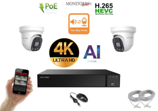Monitorrs Security AI Aktív IP 2 kamerový set 8 Mpix WDome (6077K2)
