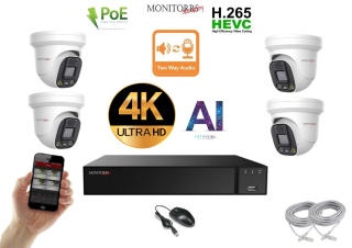Monitorrs Security AI Aktív IP 4 kamerový set 8 Mpix WDome (6077K4)