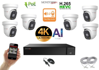 Monitorrs Security AI Aktív IP 6 kamerový set 8 Mpix WDome (6077K6)