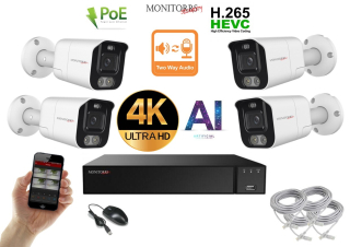 Monitorrs Security AI Aktív IP 4 kamerový set 8 Mpix WTube (6079K4)