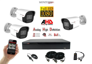 Monitorrs Security AHD 3 kamerový set 2 MPix Tube (6030K3)