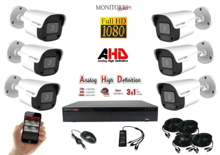 Monitorrs Security AHD 6 kamerový set  2 MPix Tube (6030K6)