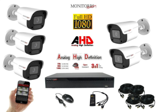 Monitorrs Security AHD 5 kamerový set  2 MPix Tube (6030K5)