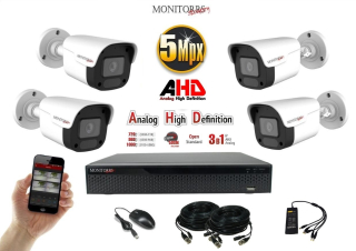 Monitorrs Security AHD 4 kamerový set 5 MPix Tube (6198K4)