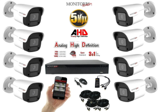 Monitorrs Security AHD 8 kamerový set 5 MPix Tube (6198K8)