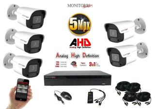 Monitorrs Security AHD 5 kamerový set 5 MPix Tube (6198K5)