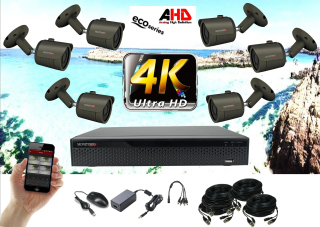 Monitorrs Security 4K AHD 6 kamerový set 8 Mpix Eco GTube (6036K6)