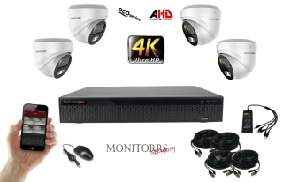 Monitorrs Security 4K AHD 4 kamerový set 8 Mpix Eco WDome (6037K4)