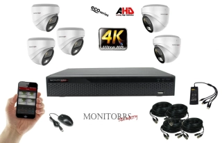 Monitorrs Security 4K AHD 5 kamerový set 8 Mpix Eco WDome (6037K5)