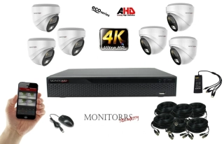 Monitorrs Security 4K AHD 6 kamerový set 8 Mpix Eco WDome (6037K6)