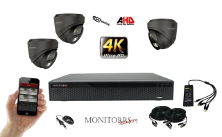 Monitorrs Security 4K AHD 3 kamerový set 8 Mpix Eco GDome (6038K3)
