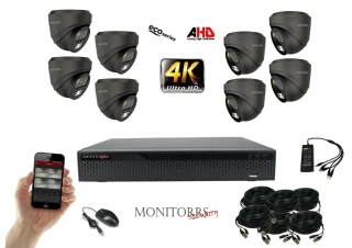 Monitorrs Security 4K AHD 8 kamerový set 8 Mpix Eco GDome (6038K8)
