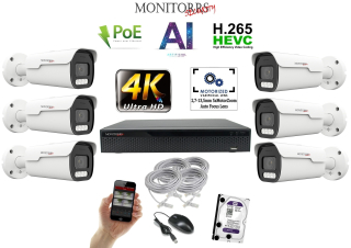 Monitorrs Security 4k park AI IP 6 kamerový set 8 Mpix WTube (6380K6)