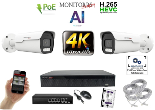 MS 4k park AI IP 2 kamerový set so switchom 8 Mpix WTube (6380K2B)