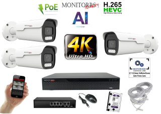 MS 4k park AI IP 3 kamerový set so switchom 8 Mpix WTube (6380K3B)
