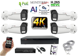 MS 4k park AI IP 4 kamerový set so switchom 8 Mpix WTube (6380K4B)