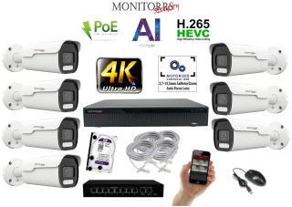 MS 4k park AI IP 7 kamerový set so switchom 8 Mpix WTube (6380K7B)