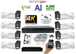 MS 4k park AI IP 8 kamerový set so switchom 8 Mpix WTube (6380K8B)