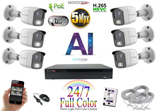 Monitorrs Security Full Color AI IP 6 kamerový set WTube (6021K6)