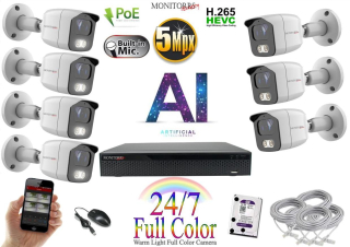 Monitorrs Security Full Color AI IP 7 kamerový set WTube (6021K7)