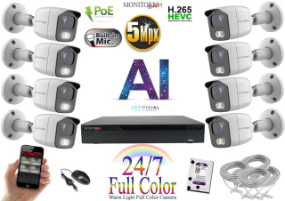 Monitorrs Security Full Color AI IP 8 kamerový set WTube (6021K8)