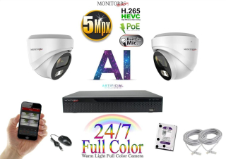 Monitorrs Security Full Color AI IP 2 kamerový set WDome (6022K2)
