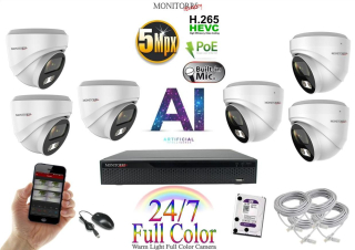 Monitorrs Security Full Color AI IP 6 kamerový set WDome (6022K6)