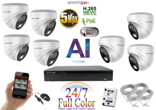 Monitorrs Security Full Color AI IP 7 kamerový set WDome (6022K7)